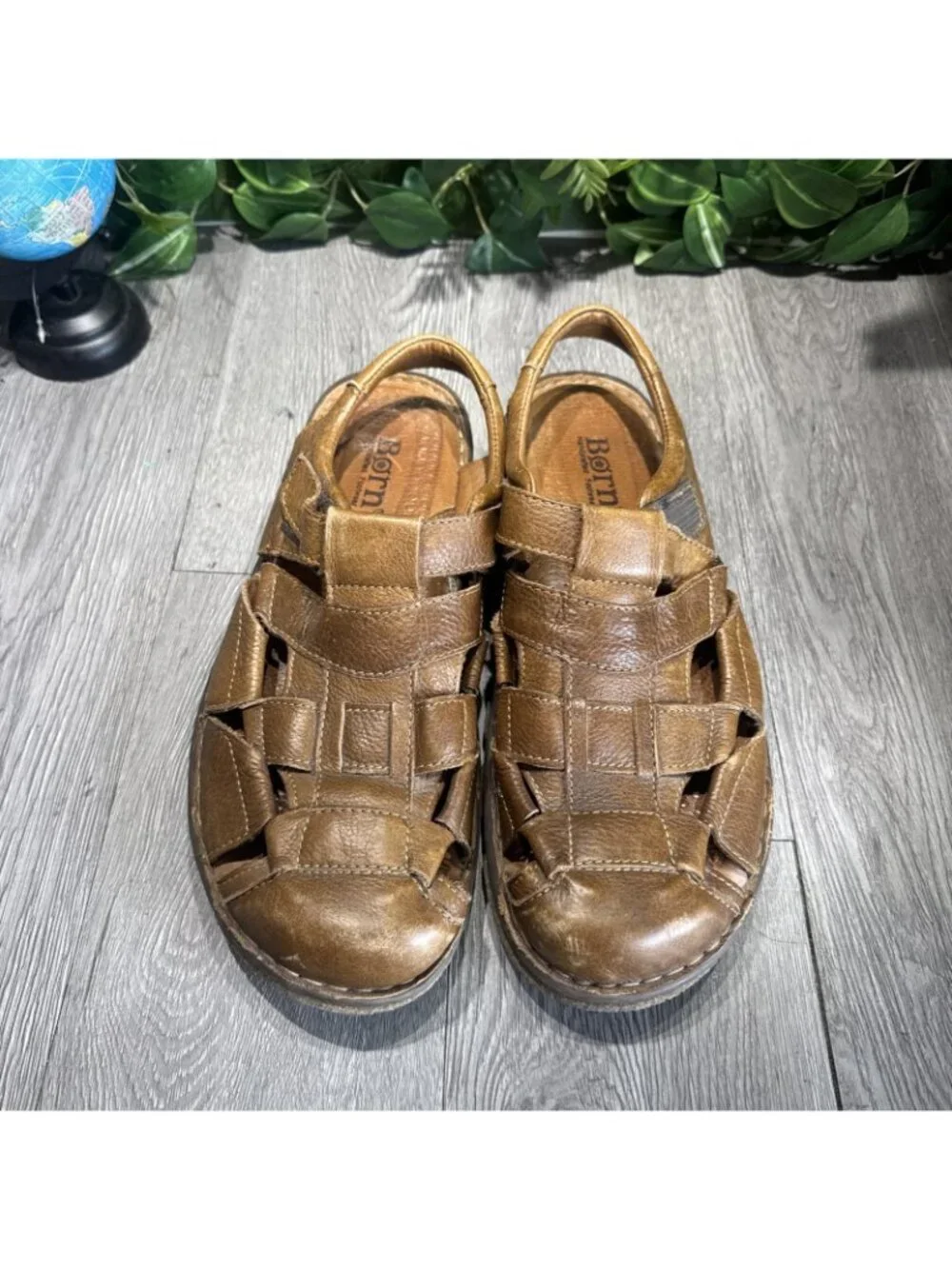 Mens Born Connor Fisherman Sandals Shoes Chestnut Brown Size 13 M $120